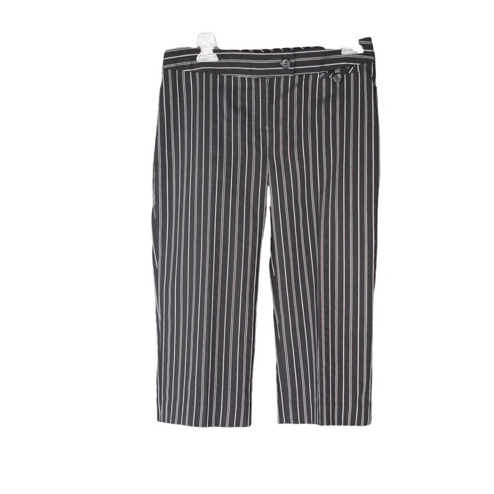 New Alfani Black White Striped Crop Pants 4P